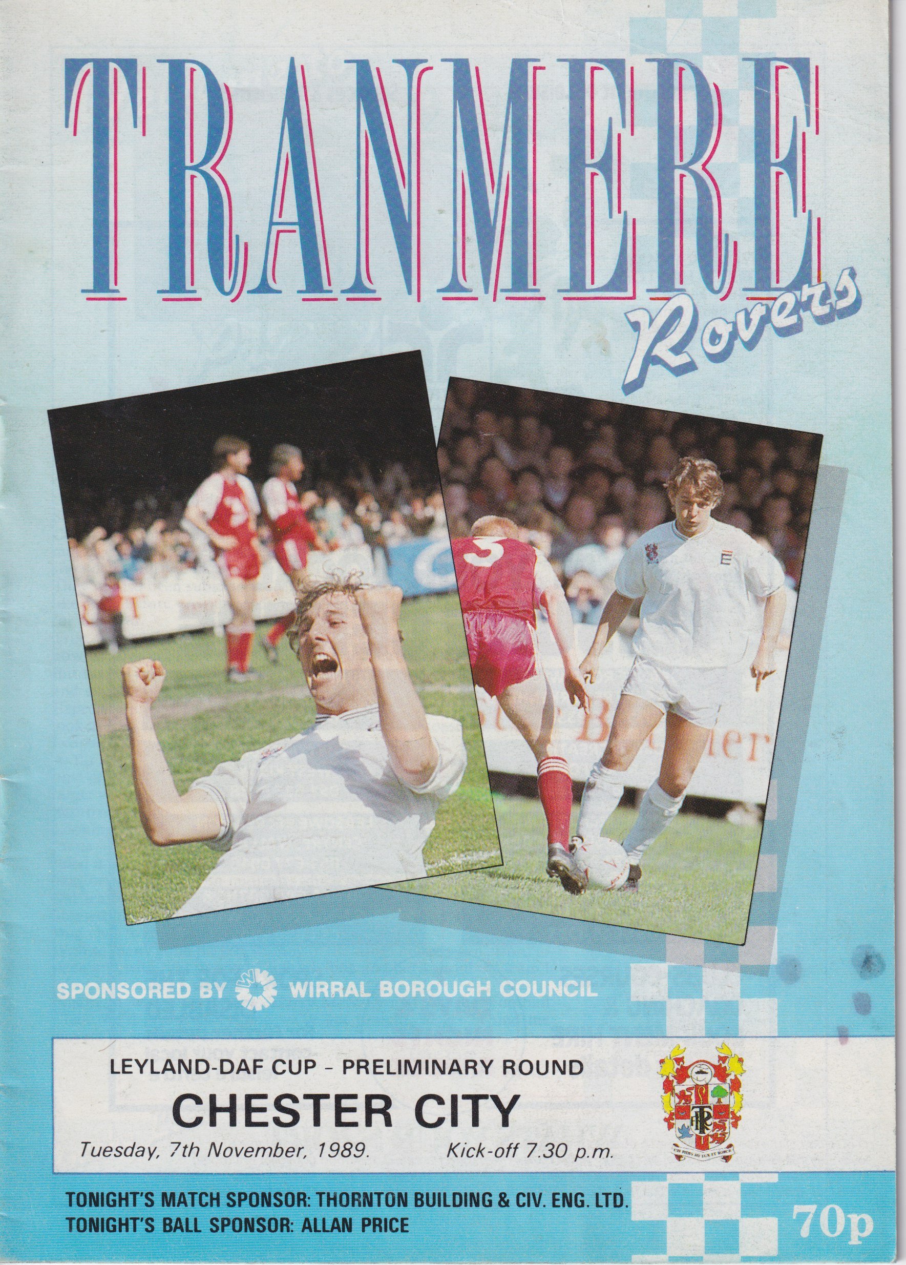 Tranmere Rovers v Chester match programme